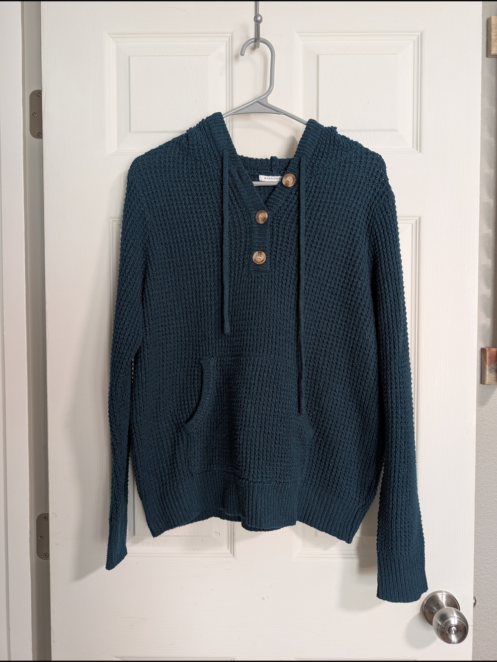 Staccato Teal Textured Knit Top